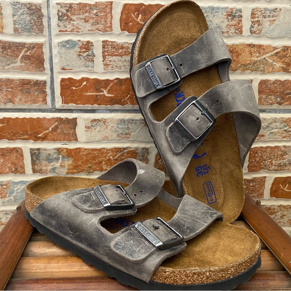Pre-owned Birkenstock Arizona Soft Footbed Nubuck Sandal 35/4 Women’s